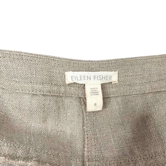 Eileen Fisher organic linen cropped wide leg pants Sz 8 neutral beige lagenlook - Picture 6 of 10